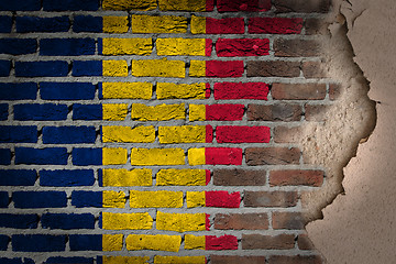 Image showing Dark brick wall with plaster - Romania