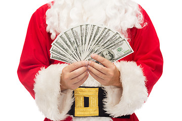 Image showing close up of santa claus with dollar money