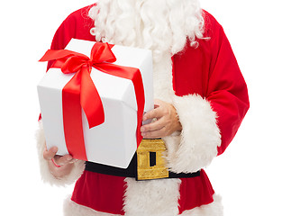 Image showing man in costume of santa claus with gift box