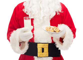 Image showing close up of santa claus with milk and cookies