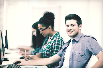 Image showing student with computer studying at school