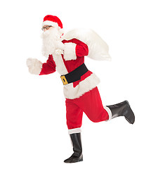 Image showing man in costume of santa claus with bag