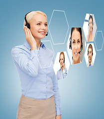 Image showing smiling woman helpline operator