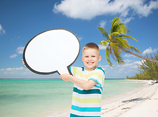 Image showing smiling little boy with blank text bubble