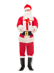 Image showing man in costume of santa claus with gift box