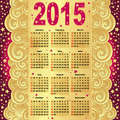 Image showing Calendar for 2015