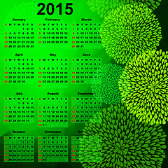 Image showing Green calendar for 2015 