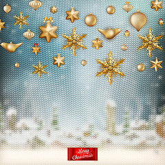 Image showing Christmas knitted holidays background. EPS 10