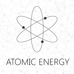 Image showing Atom illustration over seamless atoms background