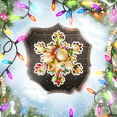 Image showing Christmas card with baubles. EPS 10