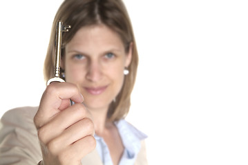 Image showing woman and key