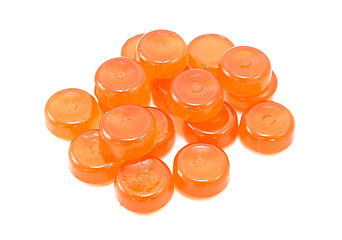 Image showing Pile of orange boiled sweets