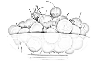 Image showing Sweet cherries on a plate