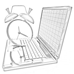 Image showing Notebook and clock 