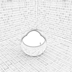 Image showing Chrome ball in the corner of a brick 
