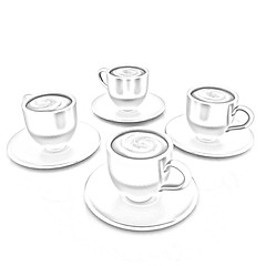 Image showing Coffee cups on saucer