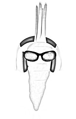 Image showing carrot with sun glass and headphones front 
