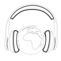 Image showing World music 3D render of planet Earth with headphones 