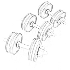 Image showing Colorful dumbbells on a white background