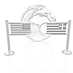 Image showing Three-dimensional image of the turnstile and flags of USA and Gr