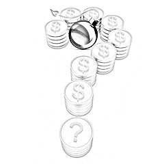 Image showing Question mark in the form of gold coins with dollar sign and bla