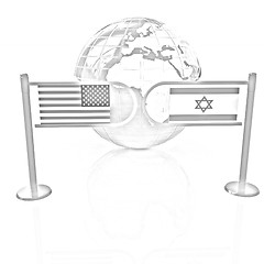 Image showing Three-dimensional image of the turnstile and flags of America an