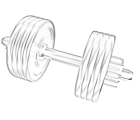Image showing Gold dumbbells isolated on a white background