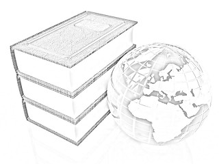 Image showing leather books and Earth