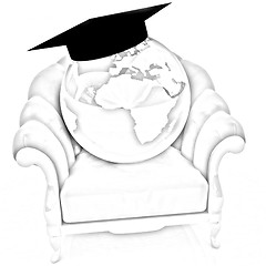 Image showing 3D rendering of the Earth on a chair