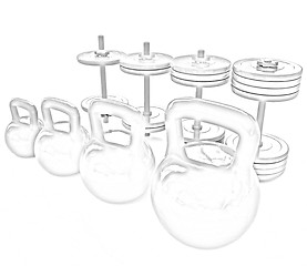 Image showing Colorful weights and dumbbells 