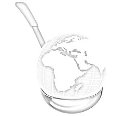 Image showing Blue earth on gold soup ladle 