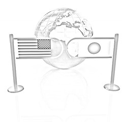 Image showing Three-dimensional image of the turnstile and flags of USA and Ja