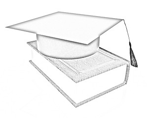 Image showing Graduation hat on a leather book