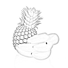 Image showing pineapple and bananas