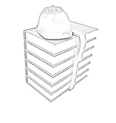 Image showing Stack of leather technical book with belt and hard hat