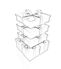 Image showing Gifts with ribbon on a white background