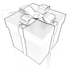 Image showing Leather gift-box with gold ribbon