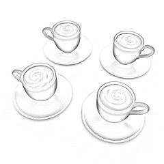 Image showing Coffee cups on saucer