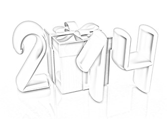 Image showing Abstract 3d illustration of text 2014 with present box