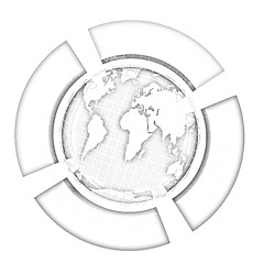 Image showing Earth and four semi-circle. 3d button
