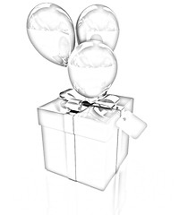 Image showing Gift box with balloon for summer 