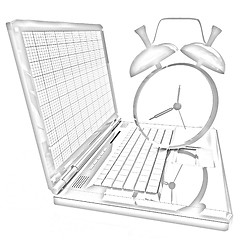 Image showing Notebook and clock 