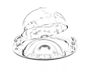 Image showing Metall glossy salver dish under cover 