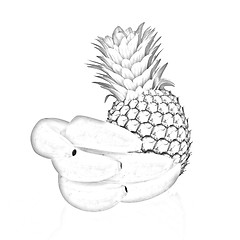 Image showing pineapple and bananas