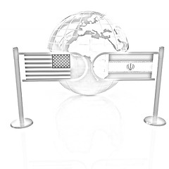 Image showing Three-dimensional image of the turnstile and flags of USA and Ir