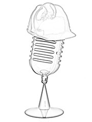 Image showing New 3d concept of technology education with microphone and hard 