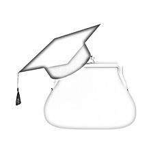 Image showing money bags education hat sign illustration design over white 