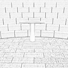 Image showing Abstract futuristic interior. Brick scene with cathedra and trib