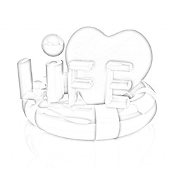 Image showing Heart and life belt. Concept of life-saving