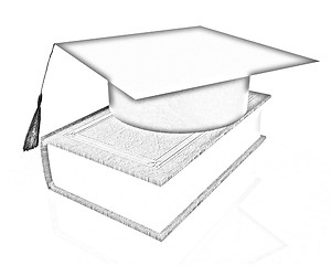 Image showing Graduation hat on a leather book